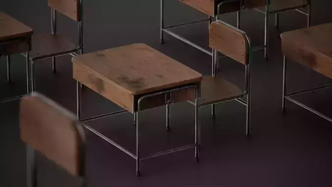 Japanise School Desk  Low-poly 3D model