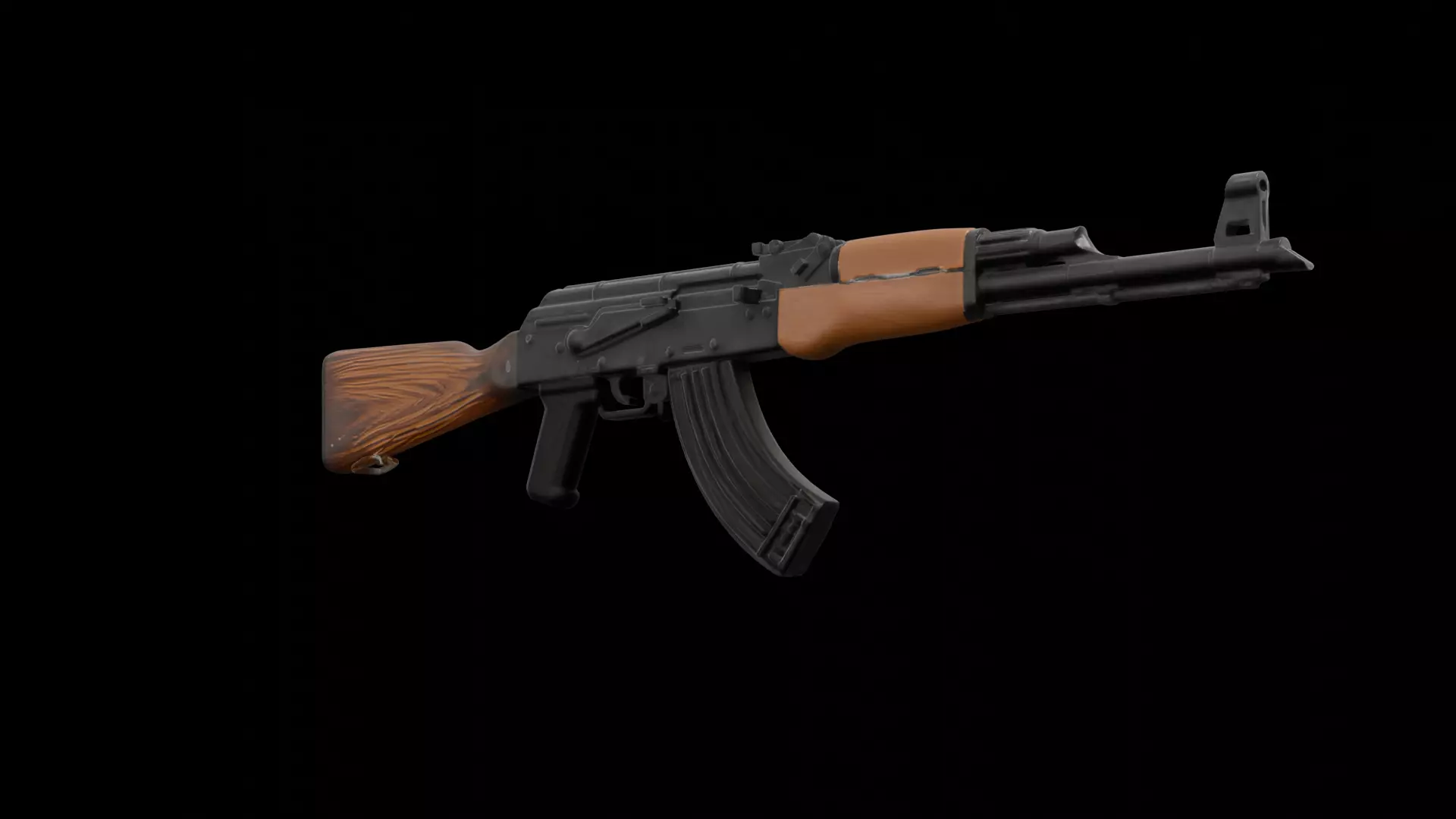 ak47 low poly Free low-poly 3D model_0