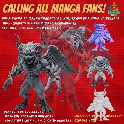 Hell Warden  Winged Demon Lord 3D Print Model 3D model
