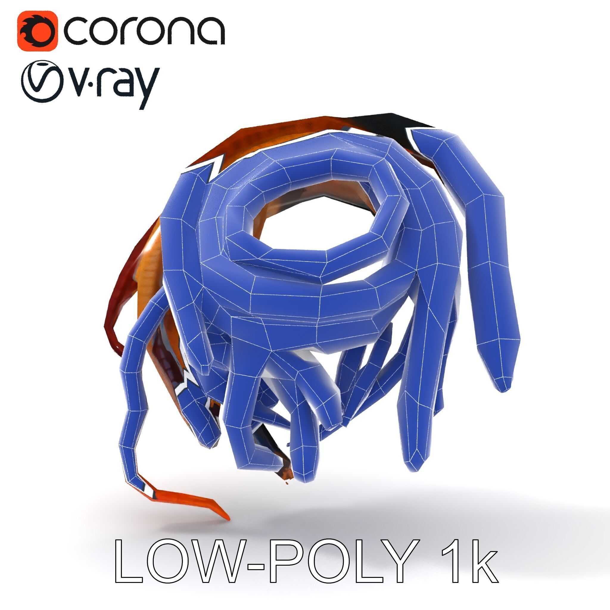 Realistic Worm Collection D Model Pack Low-poly 3D model_10