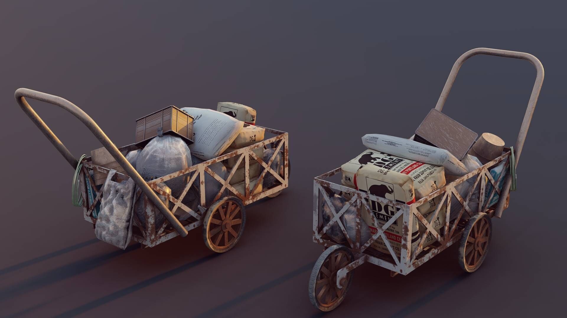 Cargo Cart Low-poly 3D model_14
