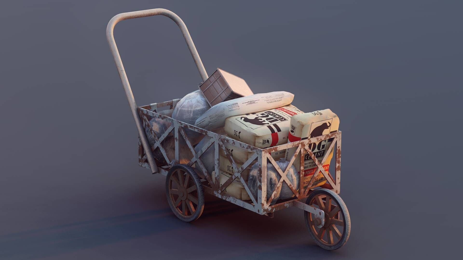 Cargo Cart Low-poly 3D model_9