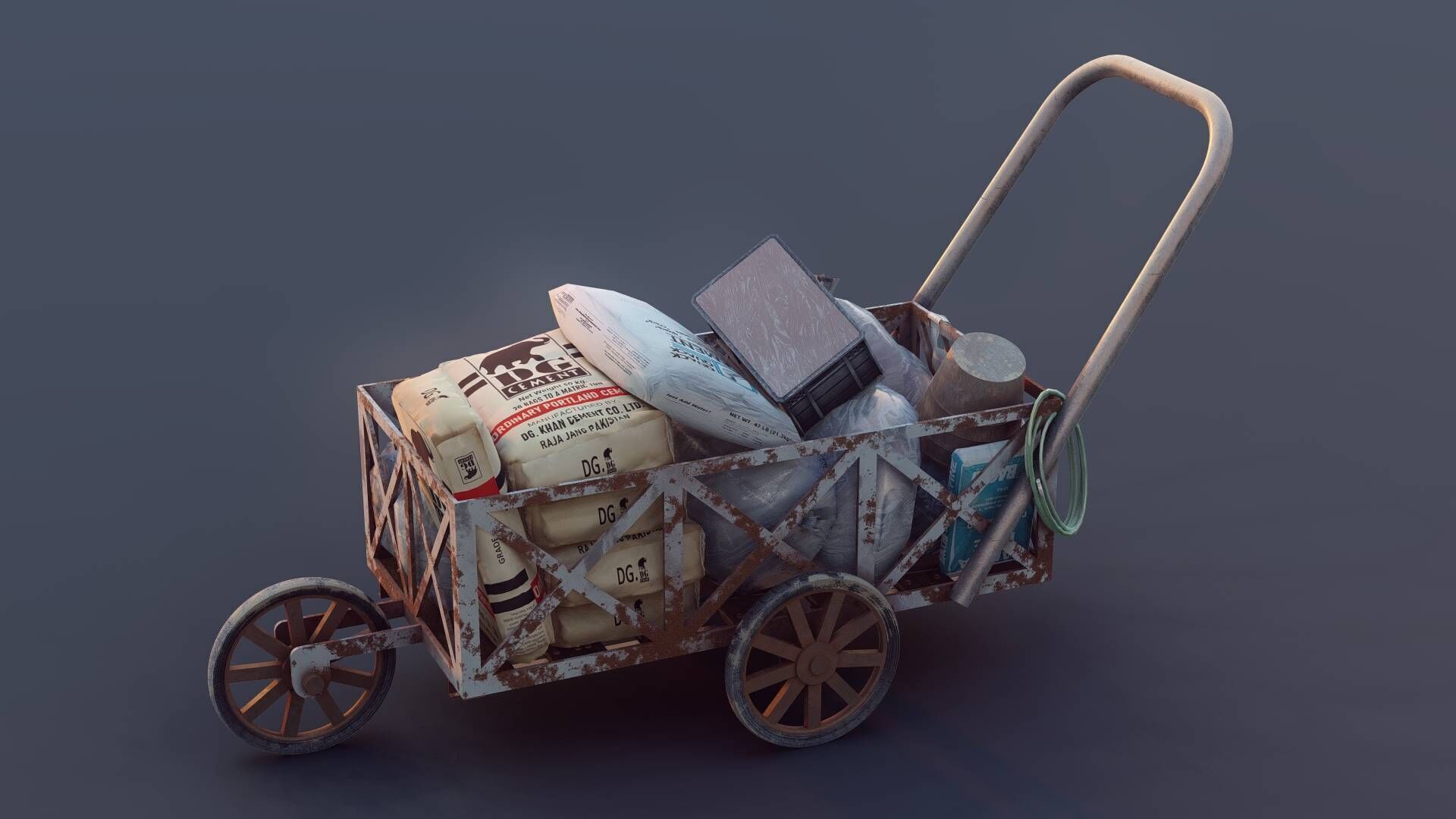 Cargo Cart Low-poly 3D model_2