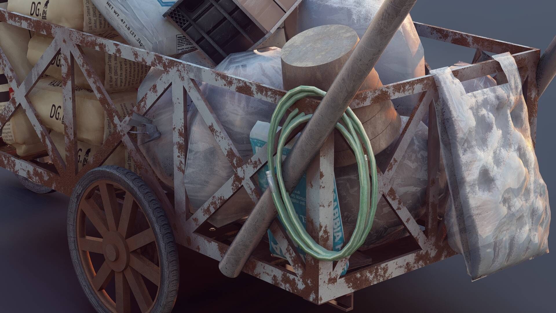 Cargo Cart Low-poly 3D model_6