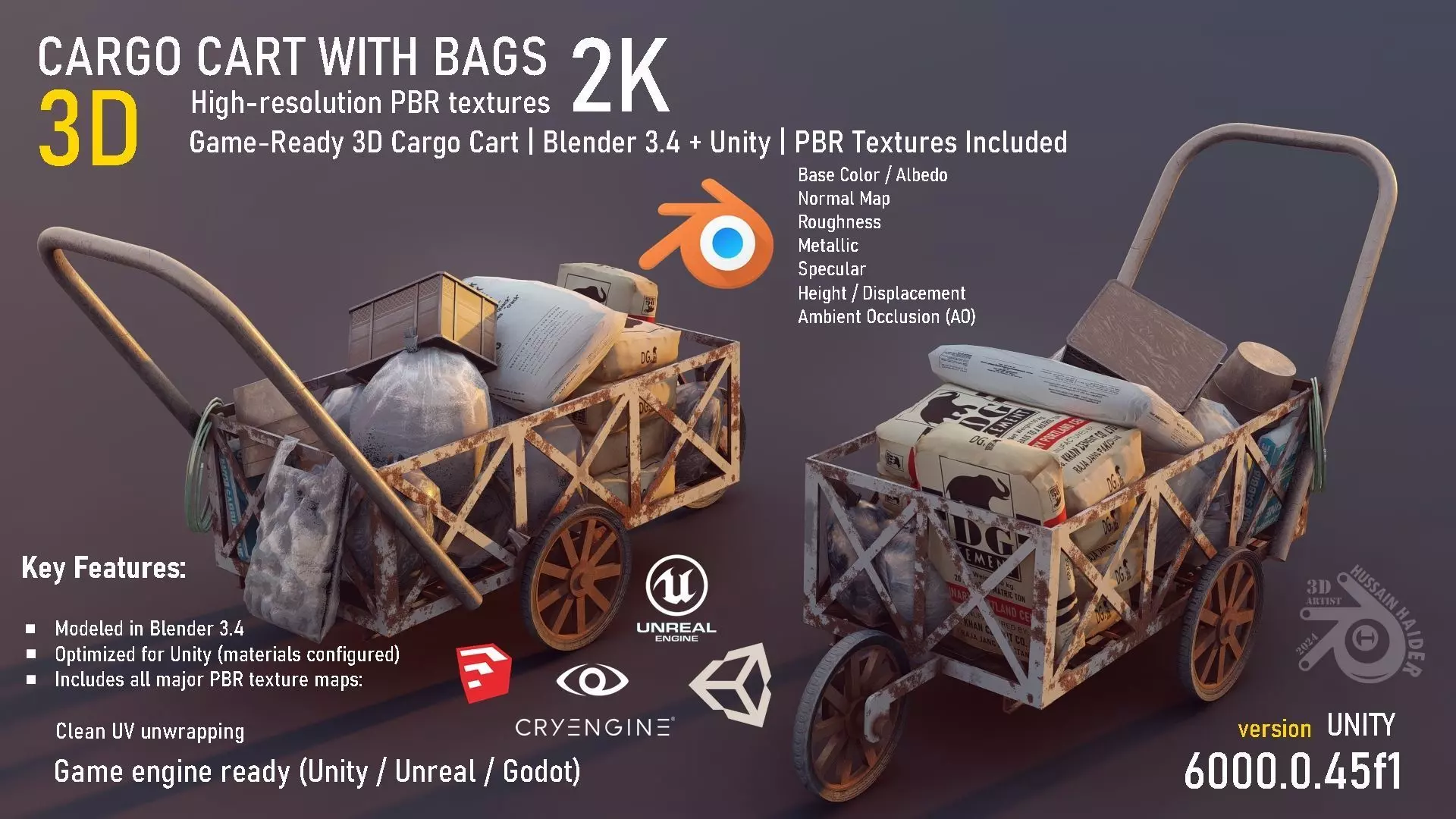 Cargo Cart Low-poly 3D model_0