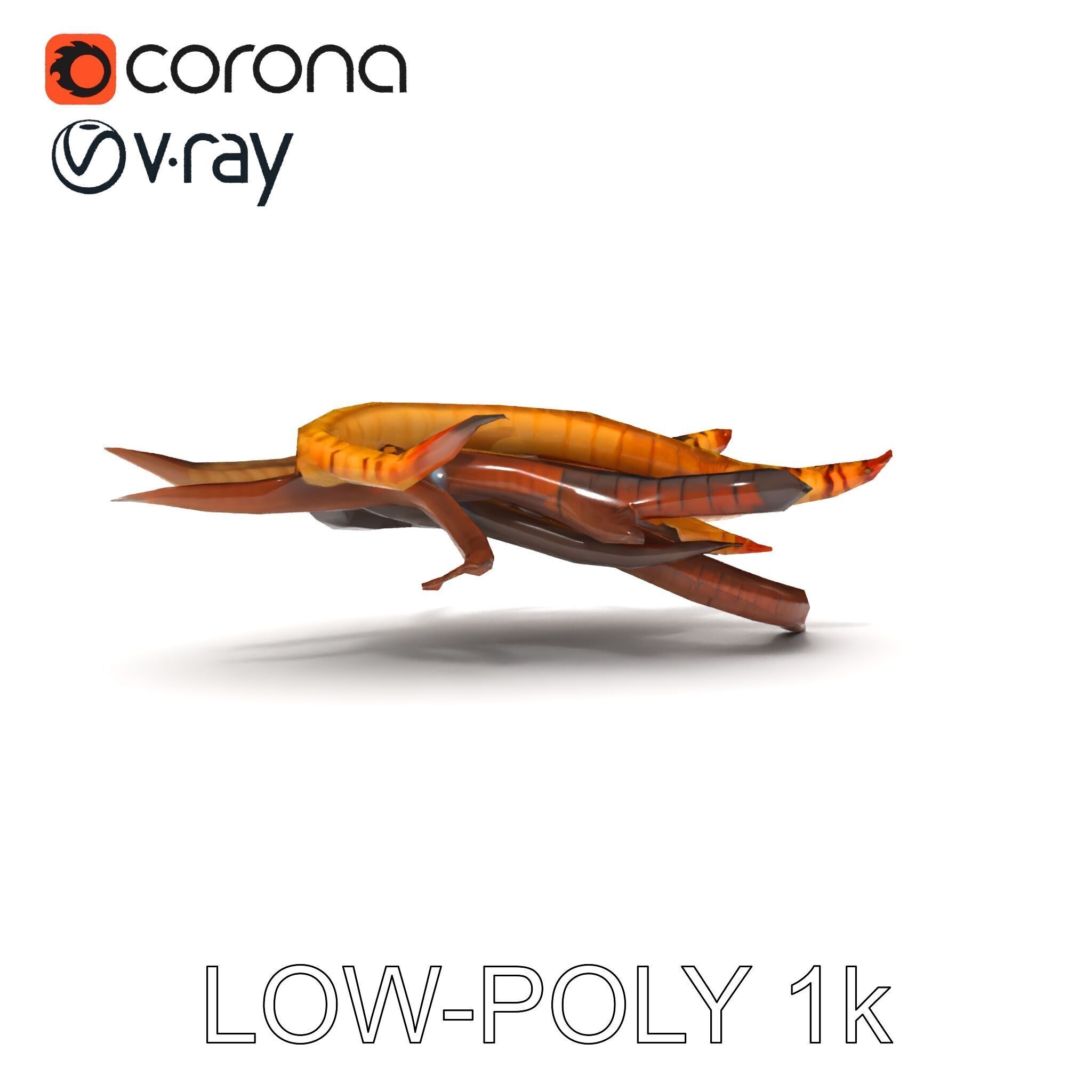 Colorful Centipede Model Pack Low-poly 3D model_13