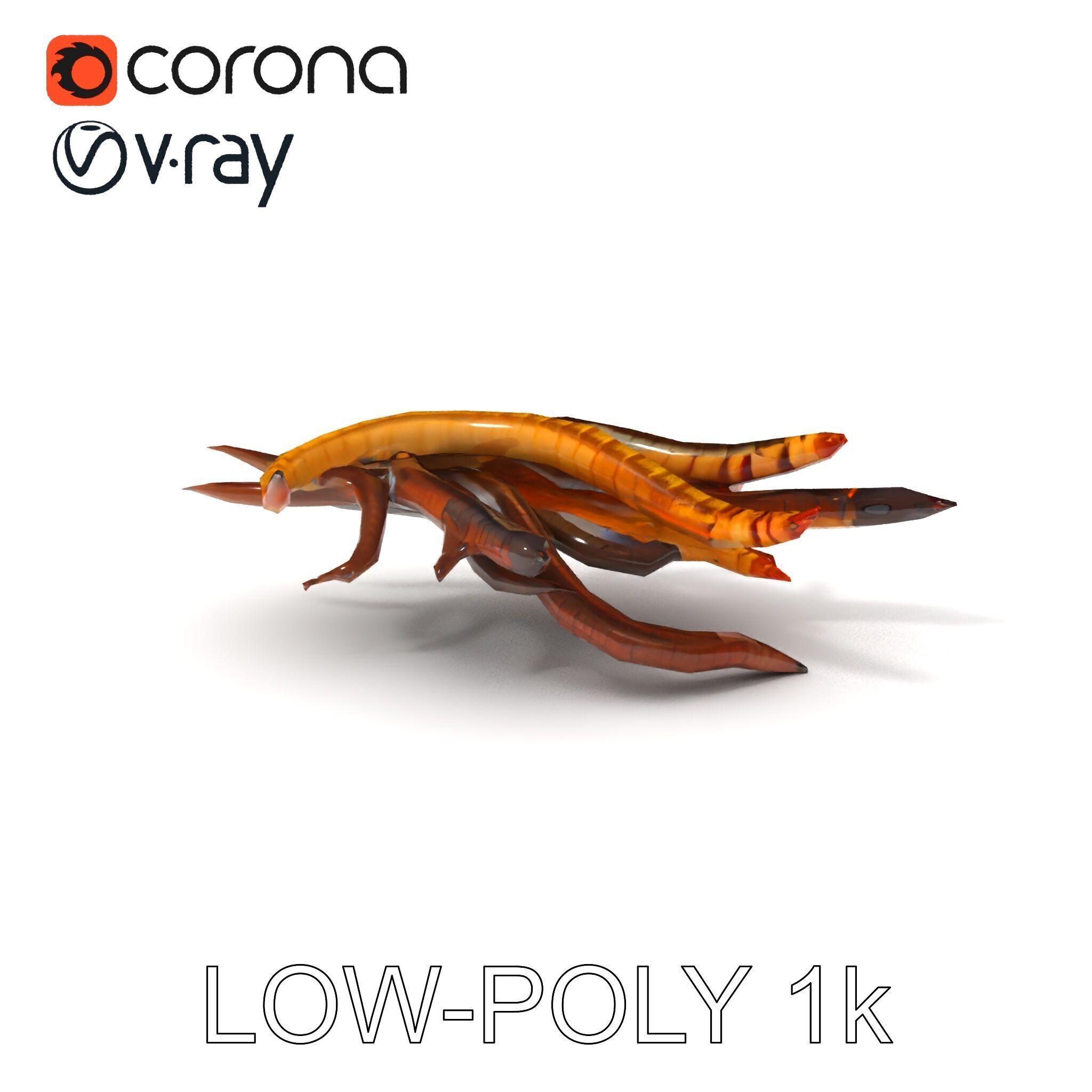 Colorful Centipede Model Pack Low-poly 3D model_7