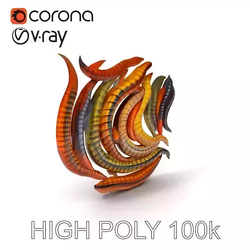 Realistic Worm Model Pack for Game and Animation Design Low-poly 3D model