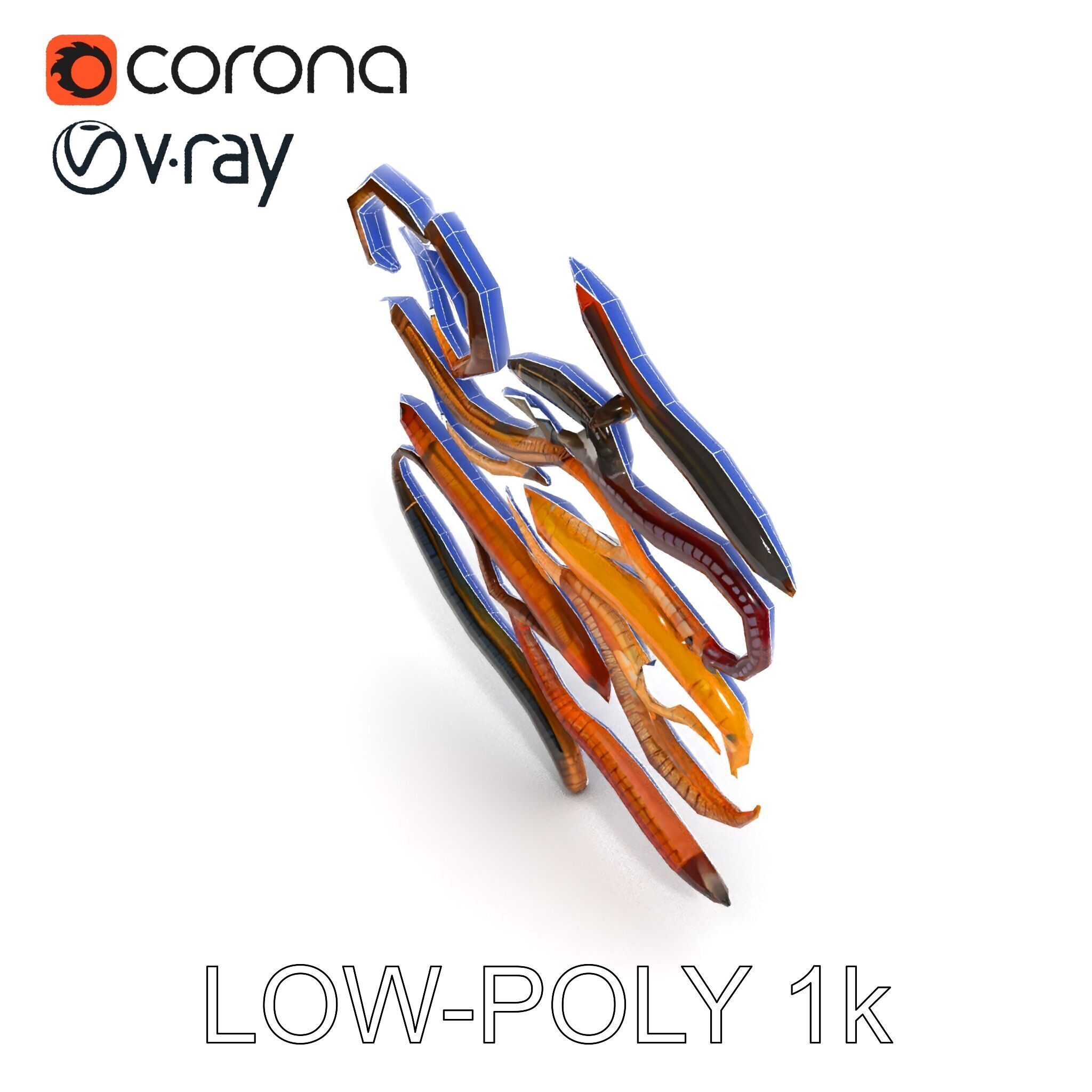 Realistic Earthworm Model Pack with HighDetail PBR Textures Low-poly 3D model_31