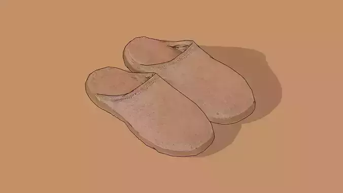 Fuzzy  slippers Low-poly 3D model