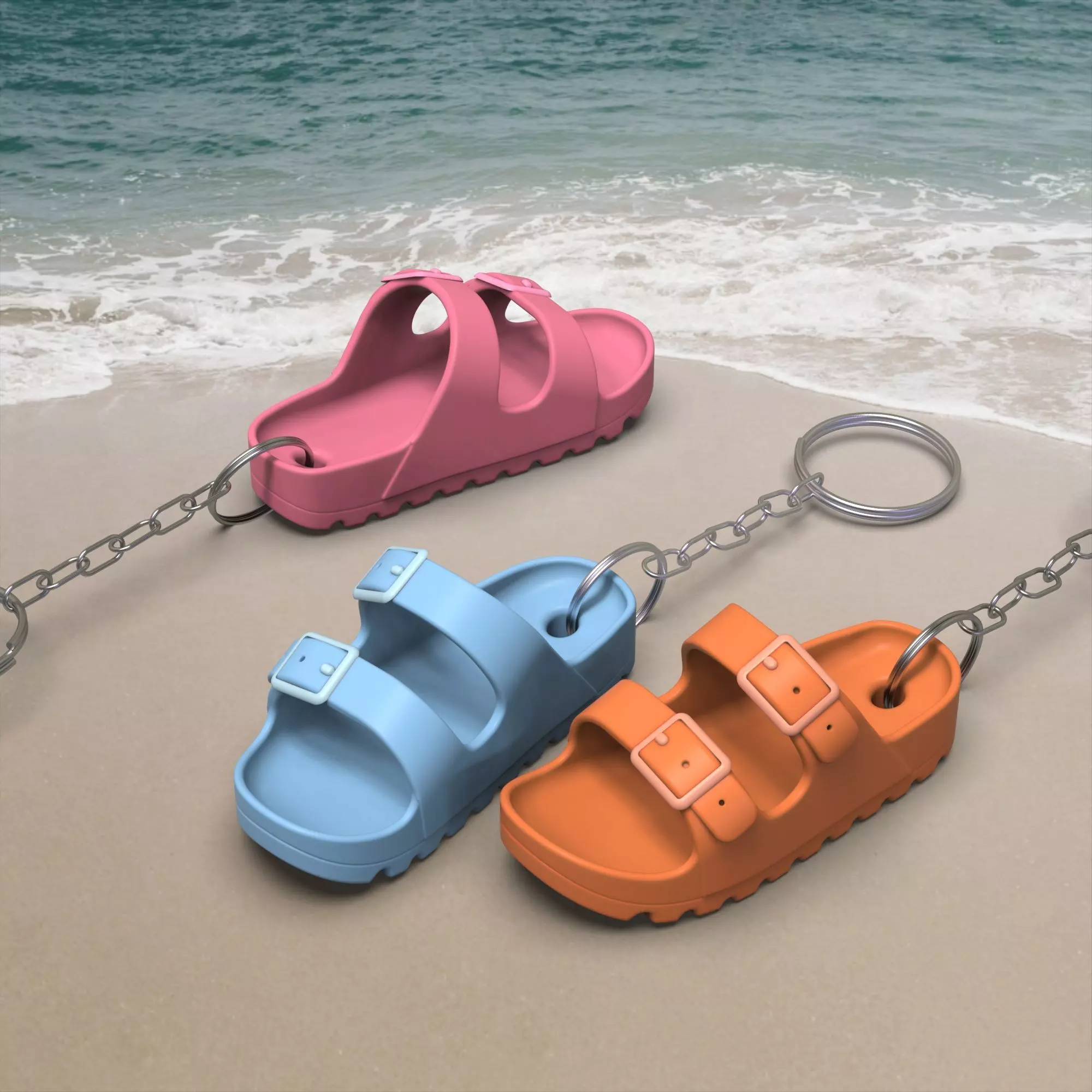 Mini Birkenstock Keychain 2pcs Sandal Style Keychain 3D print model