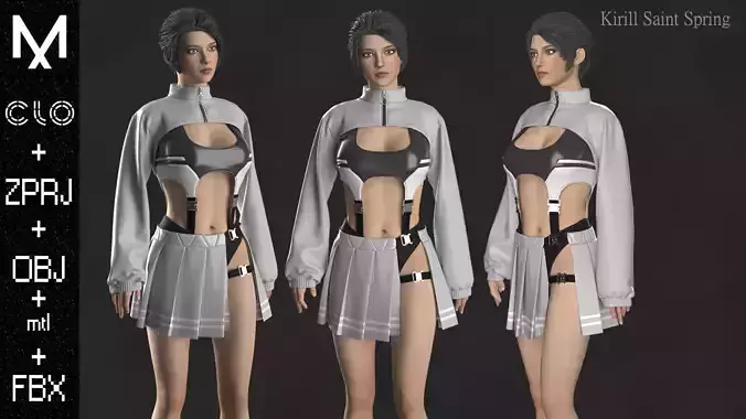 OUTFIT FEMALE Marvelous designer Clo3d OBJ mtl FBX ZPRJ