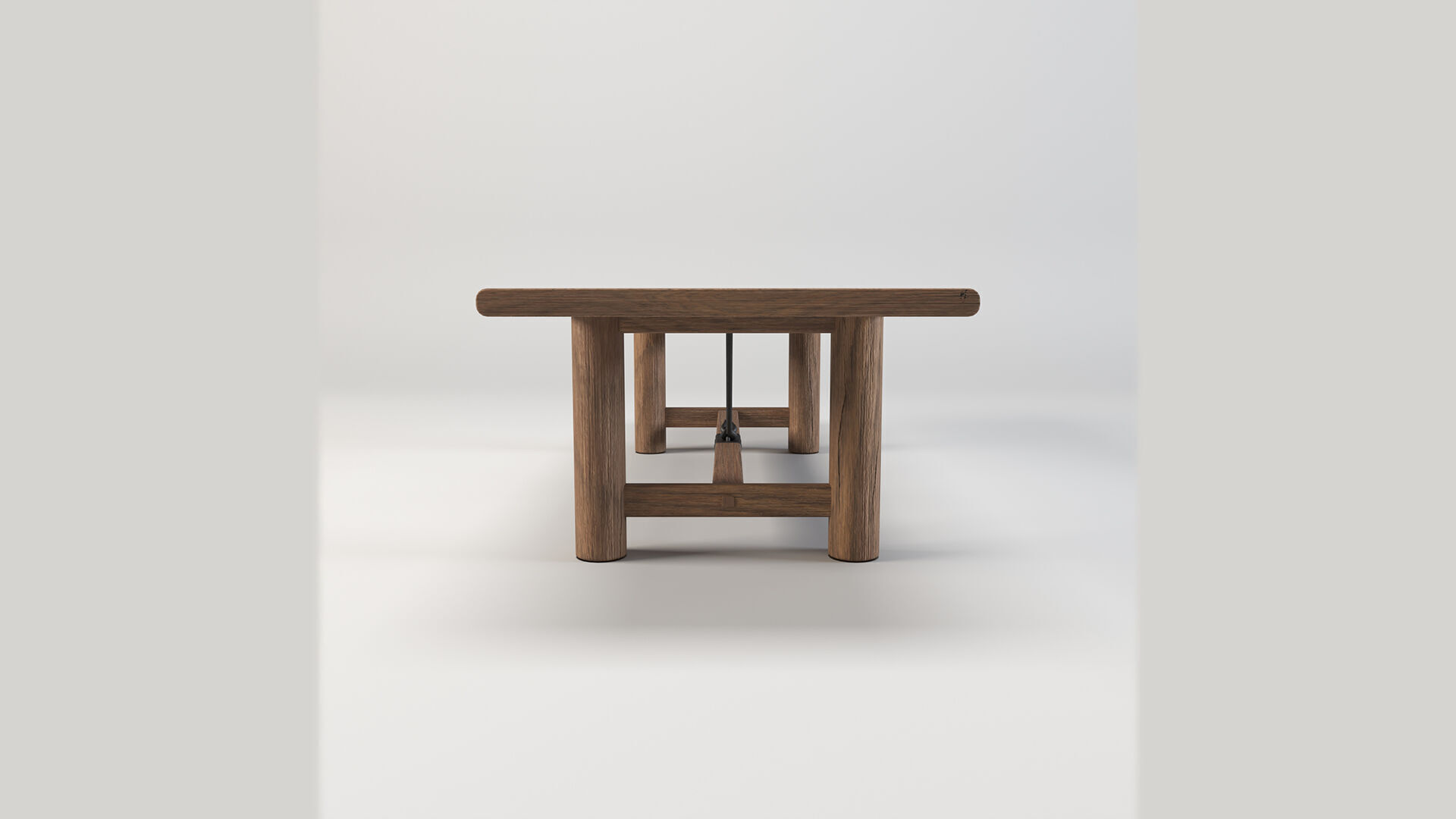 Extendable Wooden Dining Table Harvest Style Low-poly 3D model_3