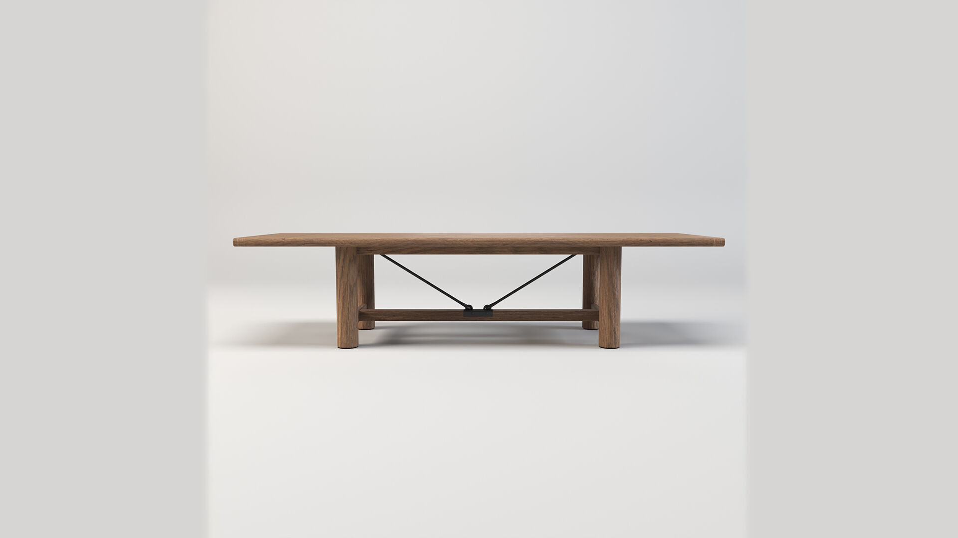 Extendable Wooden Dining Table Harvest Style Low-poly 3D model_2