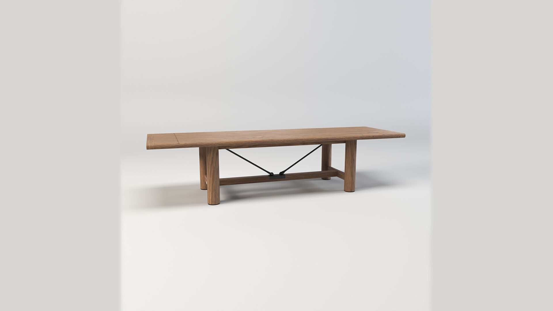 Extendable Wooden Dining Table Harvest Style Low-poly 3D model_6