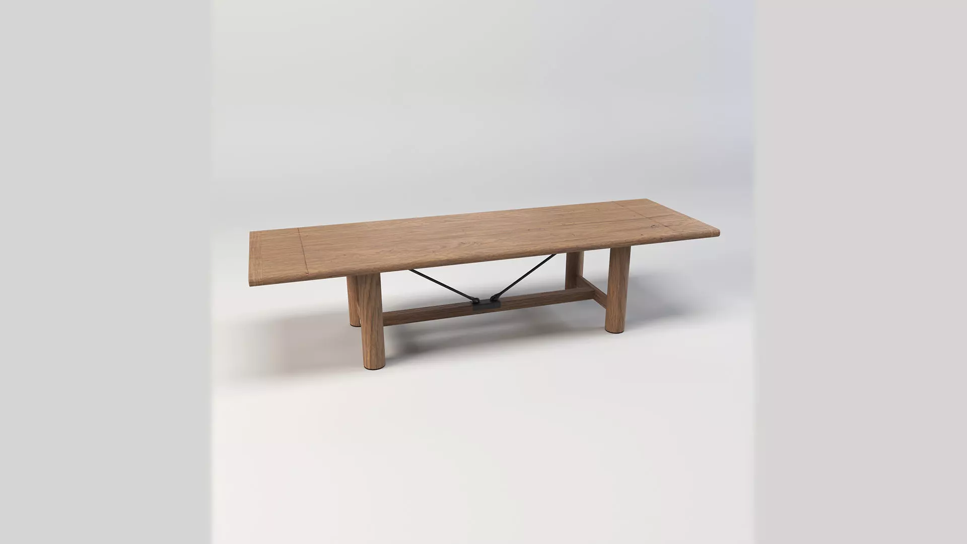 Extendable Wooden Dining Table Harvest Style Low-poly 3D model_0