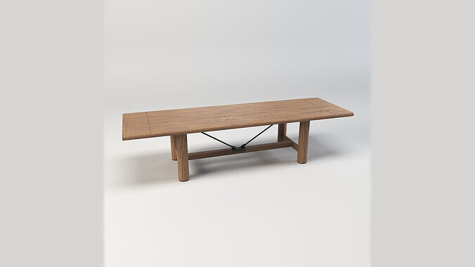 Extendable Wooden Dining Table Harvest Style Low-poly 3D model