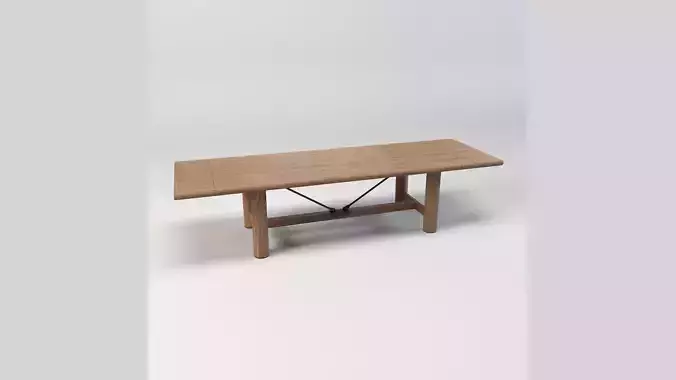 Extendable Wooden Dining Table Harvest Style Low-poly 3D model