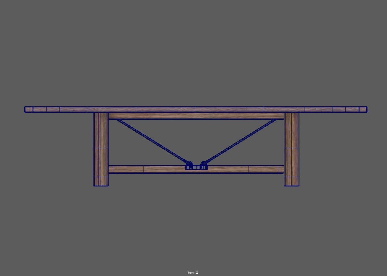 Extendable Wooden Dining Table Harvest Style Low-poly 3D model_17