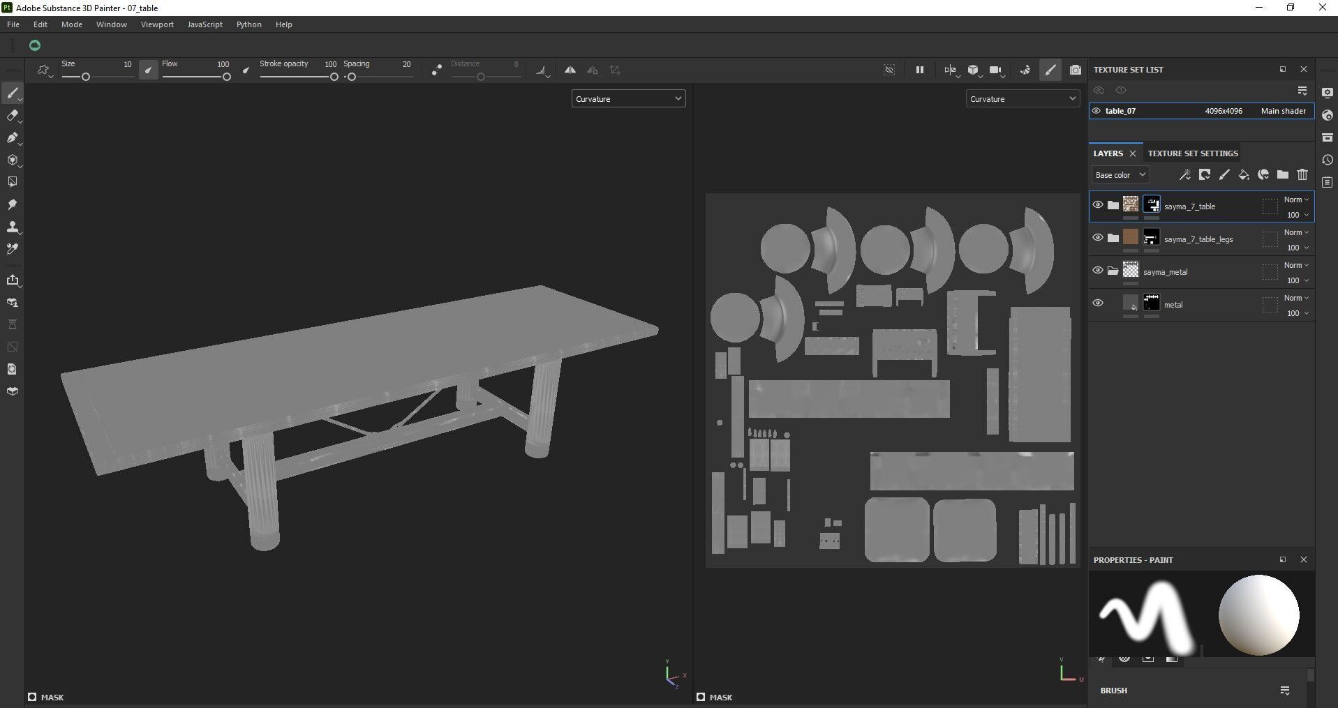 Extendable Wooden Dining Table Harvest Style Low-poly 3D model_25