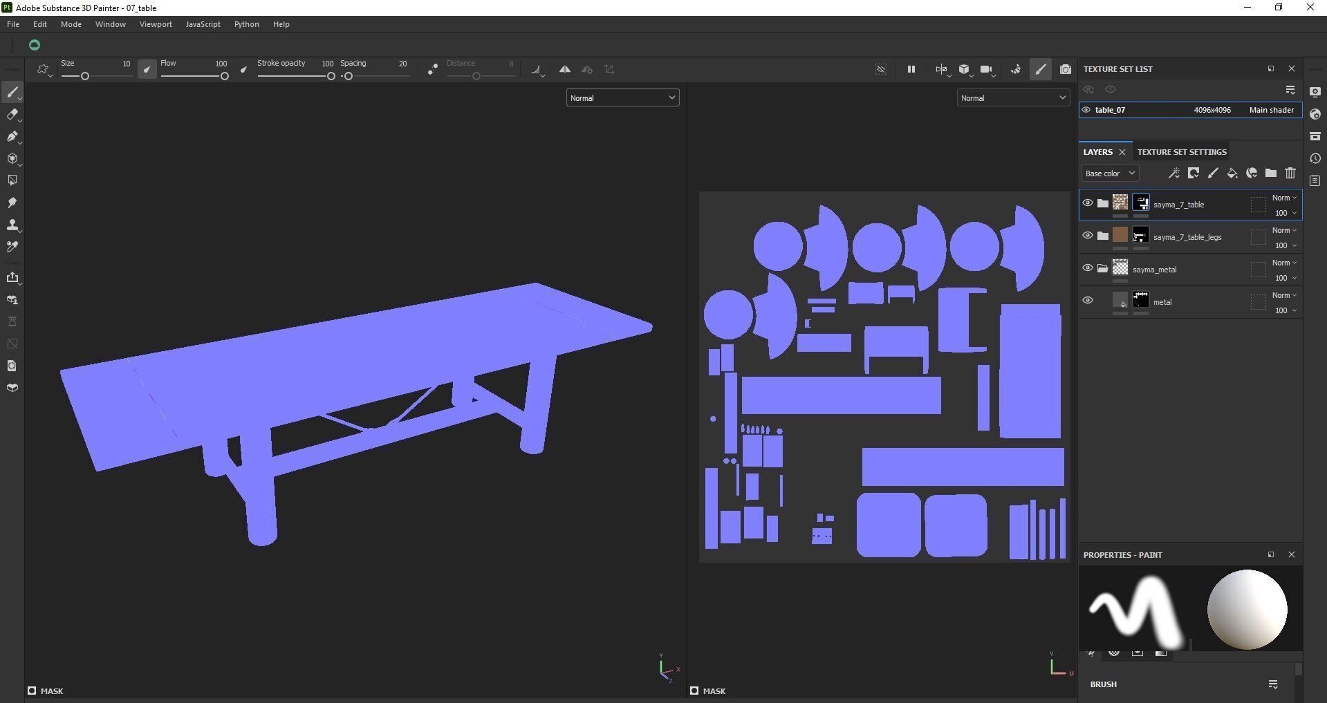 Extendable Wooden Dining Table Harvest Style Low-poly 3D model_21