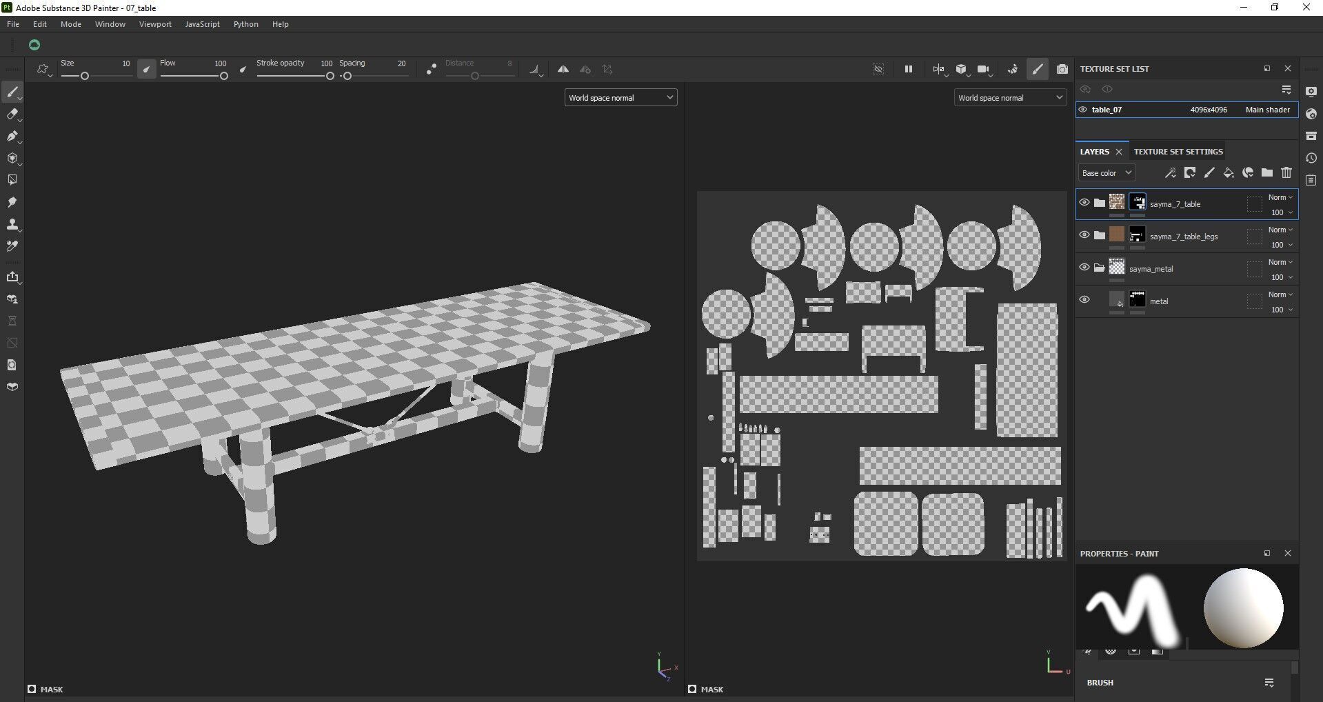 Extendable Wooden Dining Table Harvest Style Low-poly 3D model_22
