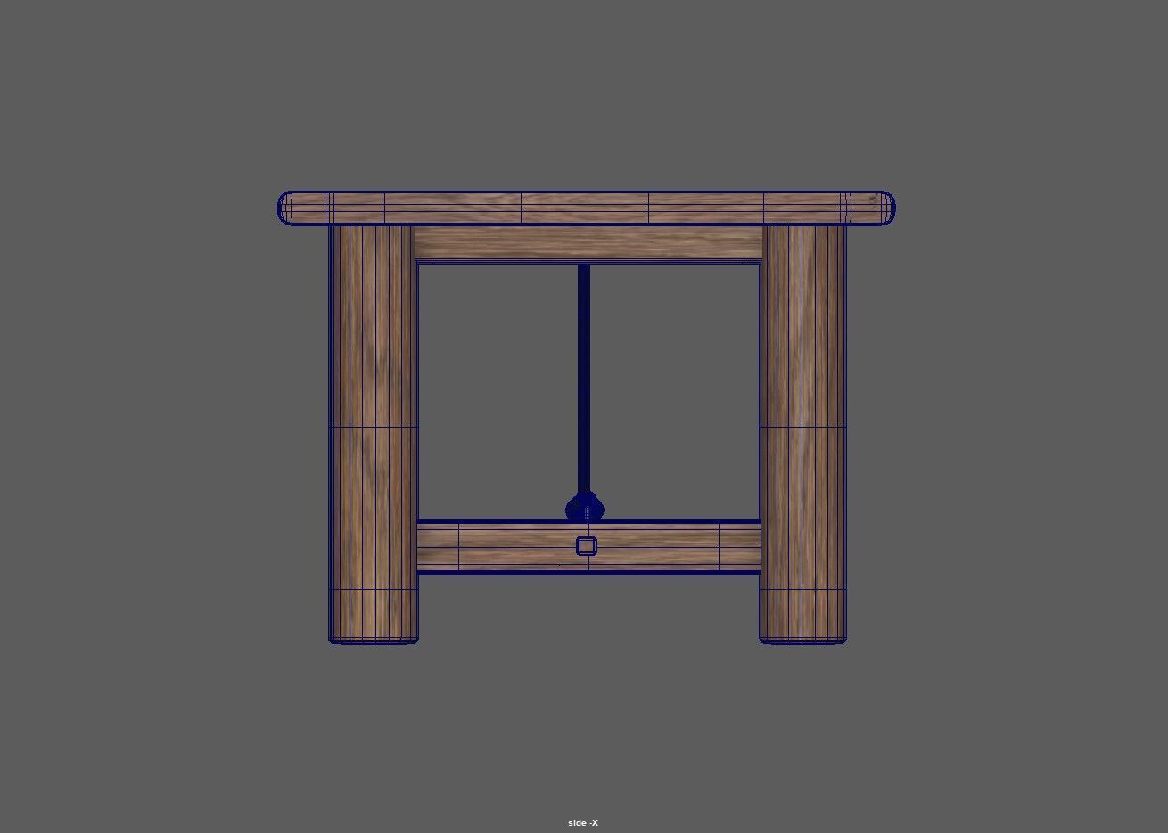 Extendable Wooden Dining Table Harvest Style Low-poly 3D model_14