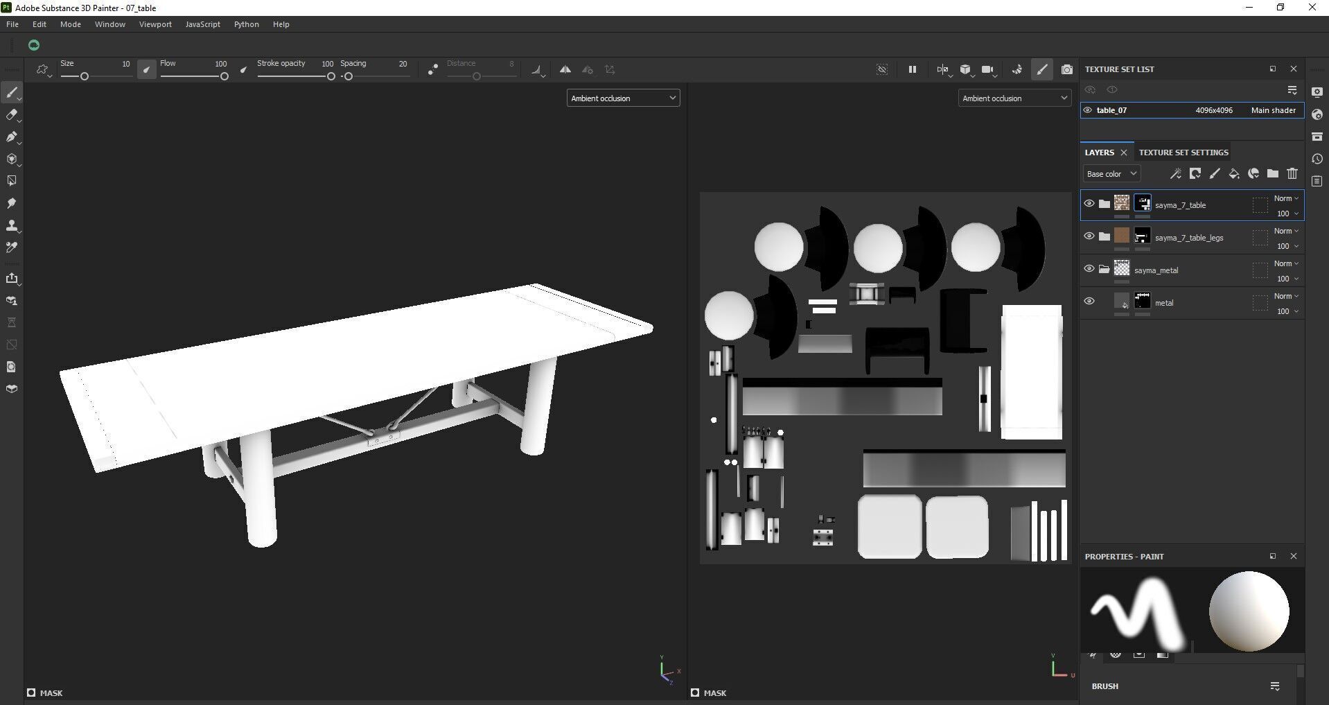 Extendable Wooden Dining Table Harvest Style Low-poly 3D model_24