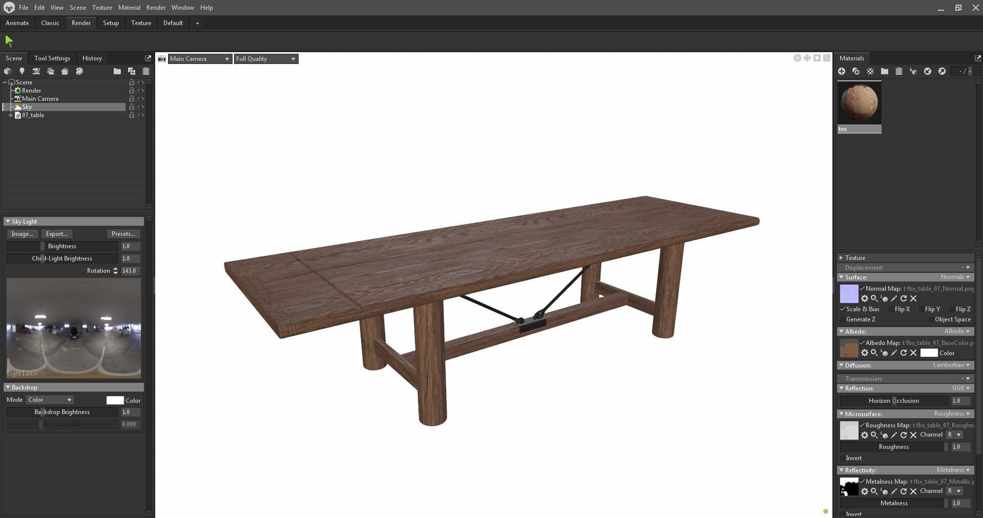 Extendable Wooden Dining Table Harvest Style Low-poly 3D model_29
