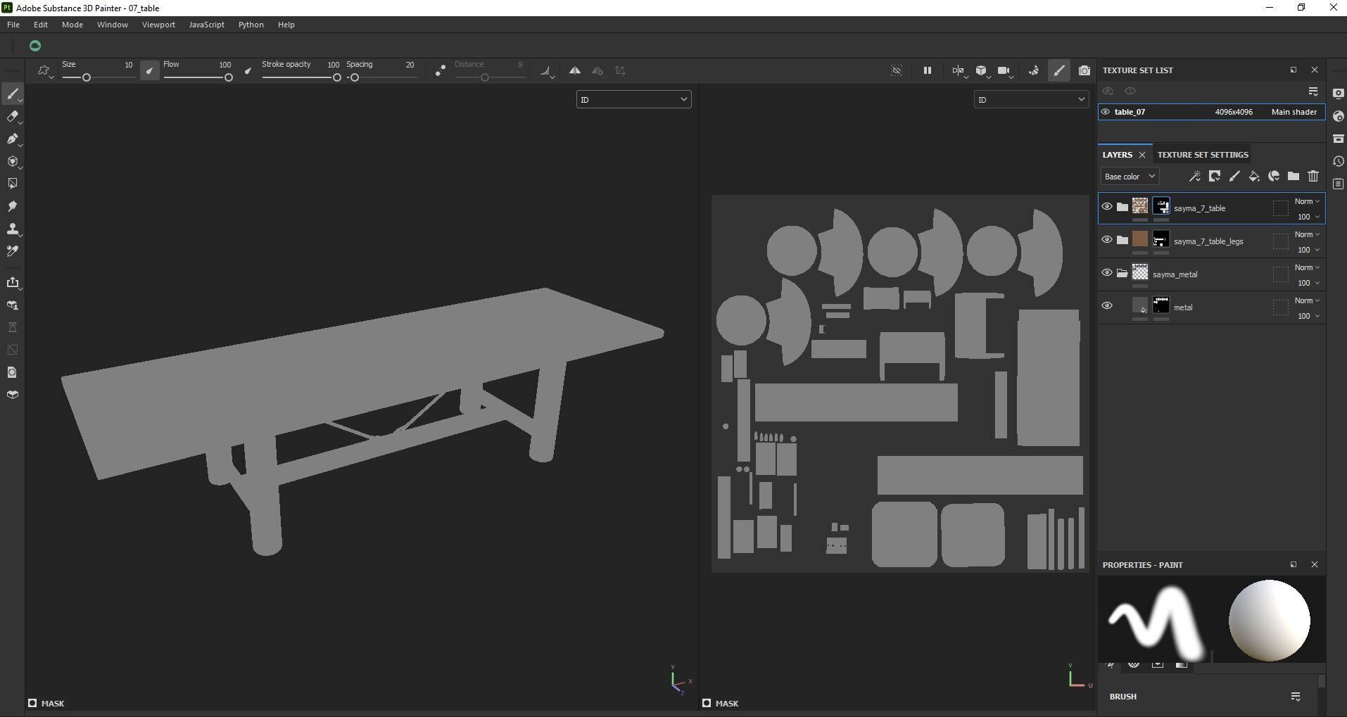 Extendable Wooden Dining Table Harvest Style Low-poly 3D model_23