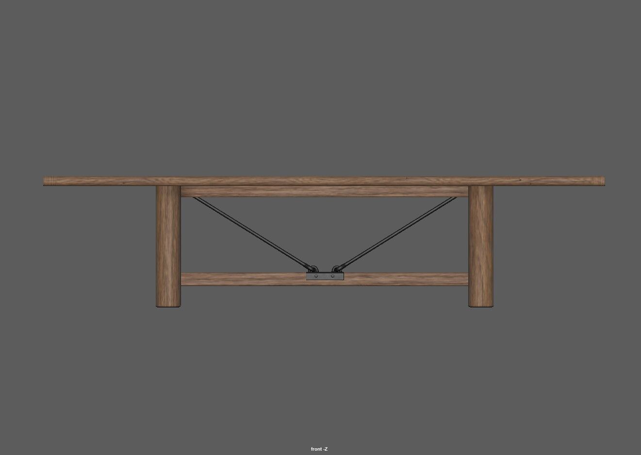 Extendable Wooden Dining Table Harvest Style Low-poly 3D model_16