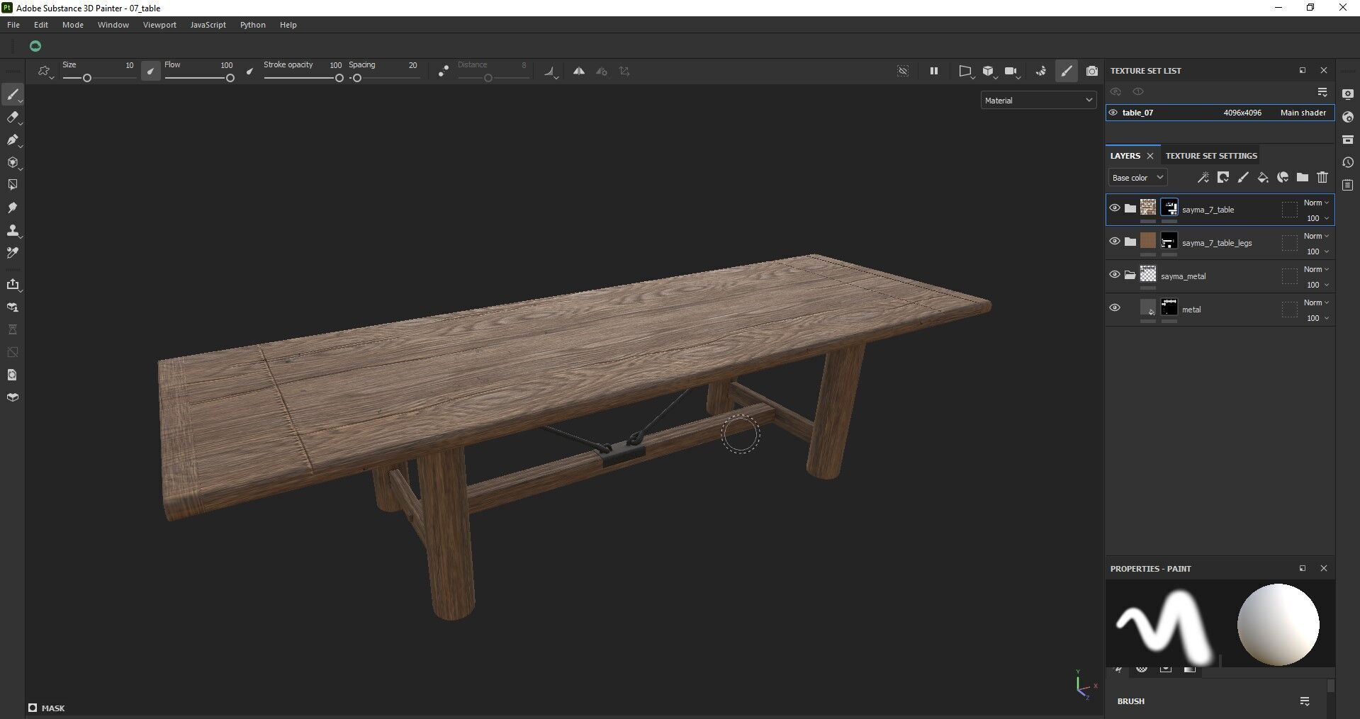 Extendable Wooden Dining Table Harvest Style Low-poly 3D model_19