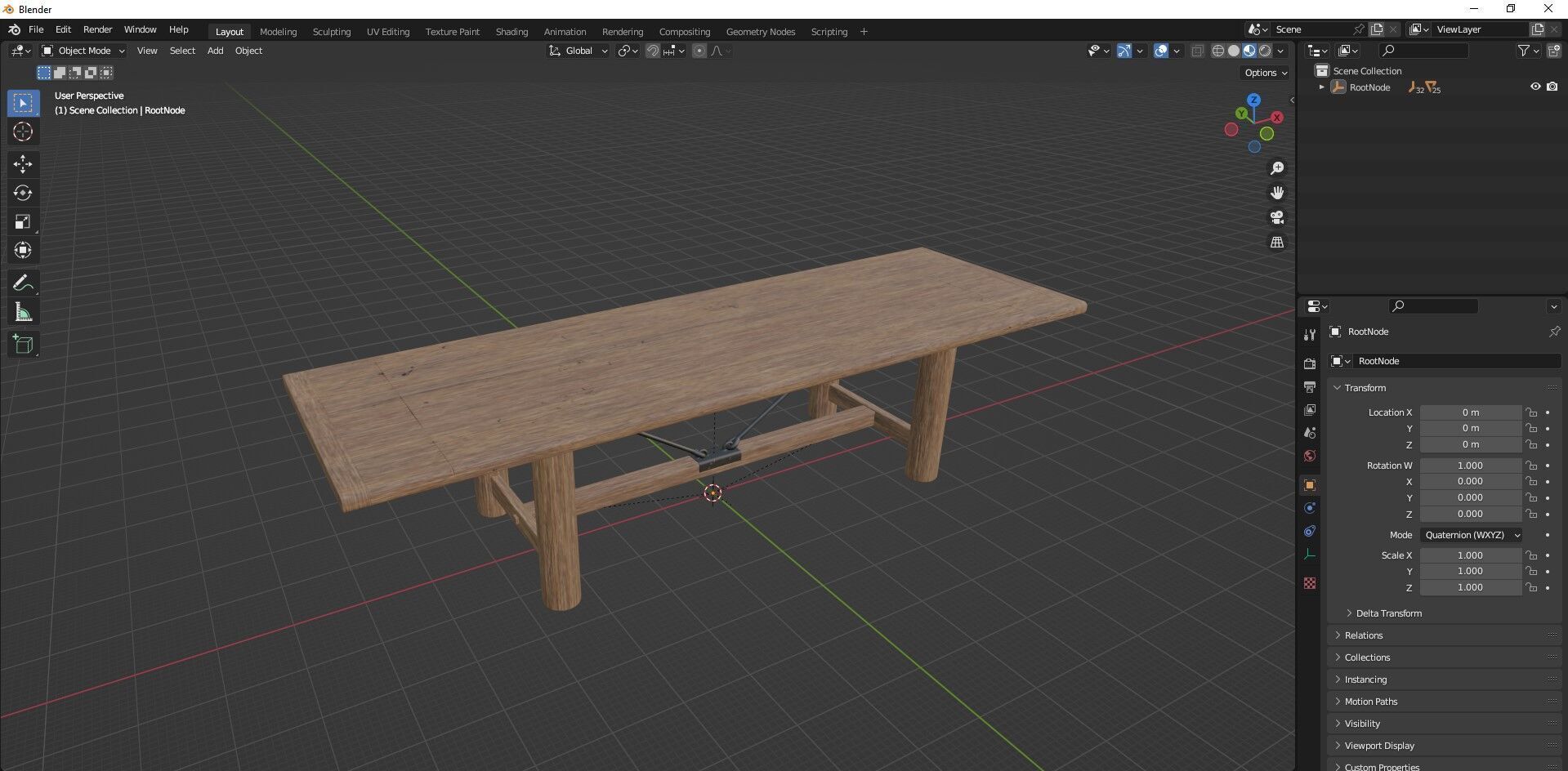 Extendable Wooden Dining Table Harvest Style Low-poly 3D model_30