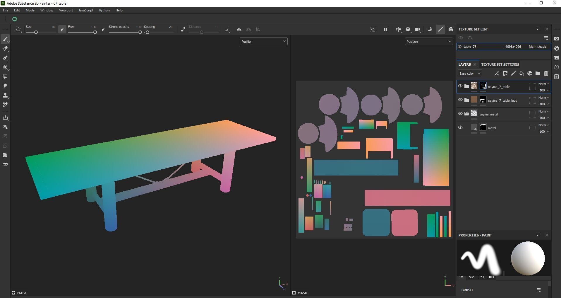 Extendable Wooden Dining Table Harvest Style Low-poly 3D model_26