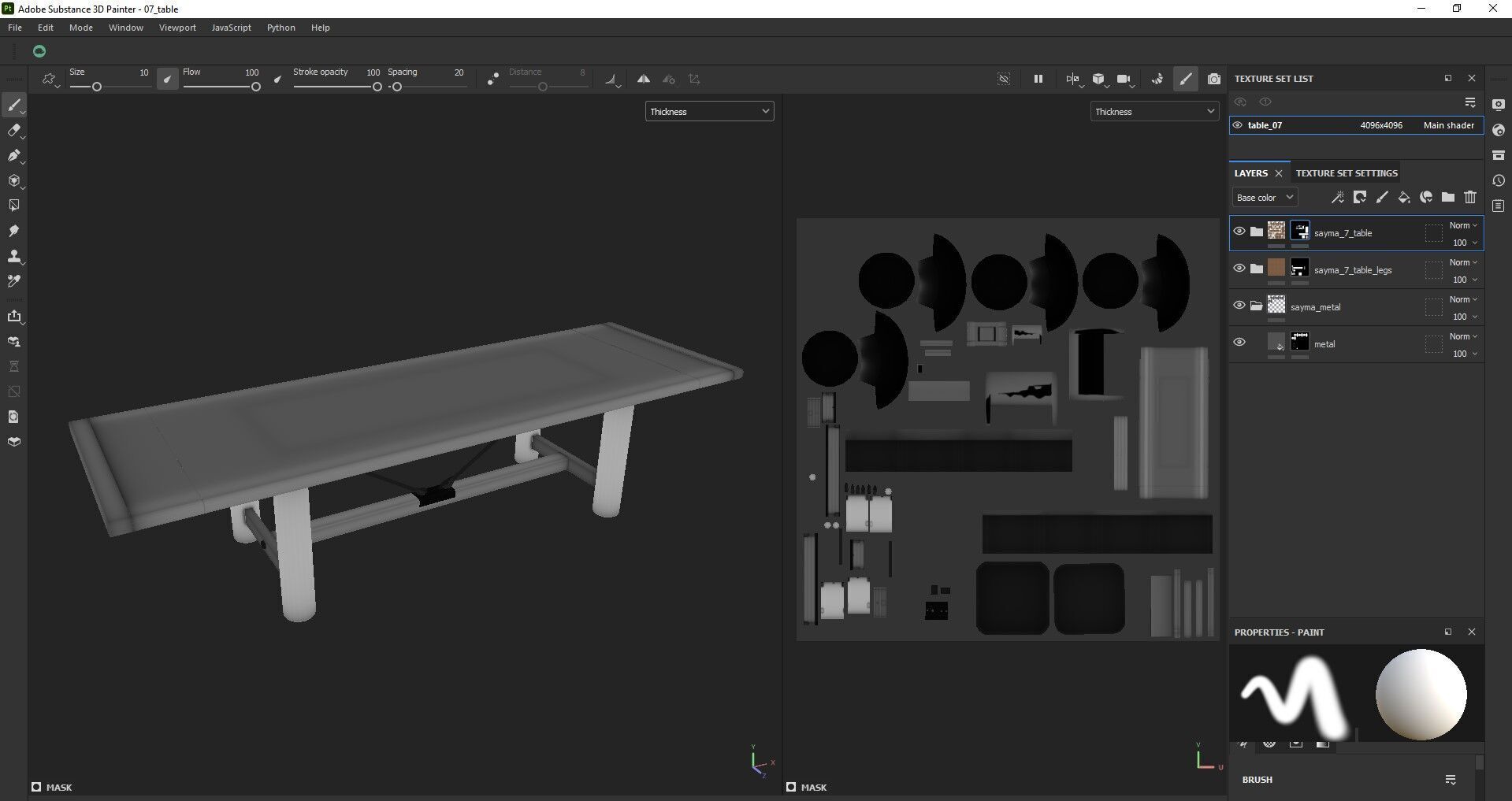 Extendable Wooden Dining Table Harvest Style Low-poly 3D model_27