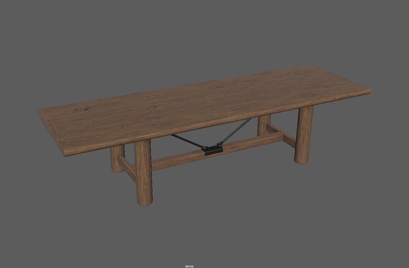 Extendable Wooden Dining Table Harvest Style Low-poly 3D model_7