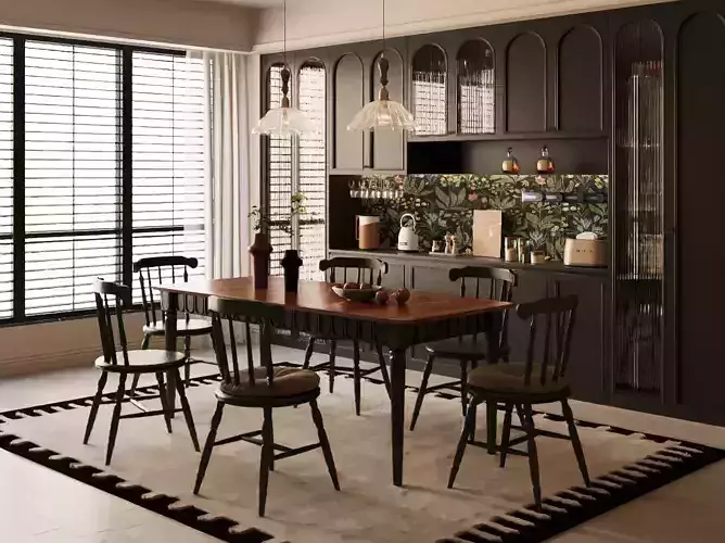French-style home dining restaurant 3D model