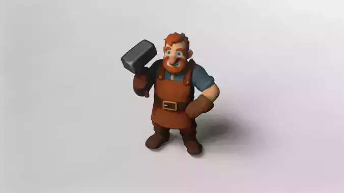 Friendly Blacksmith Character 3D Model 3D model