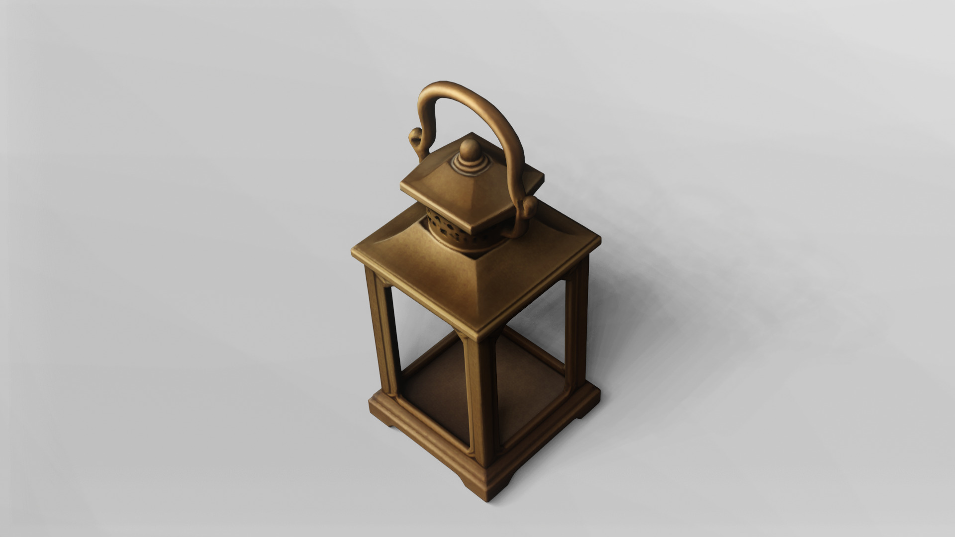 Vintage Brass Lantern 3D Model 3D model_2