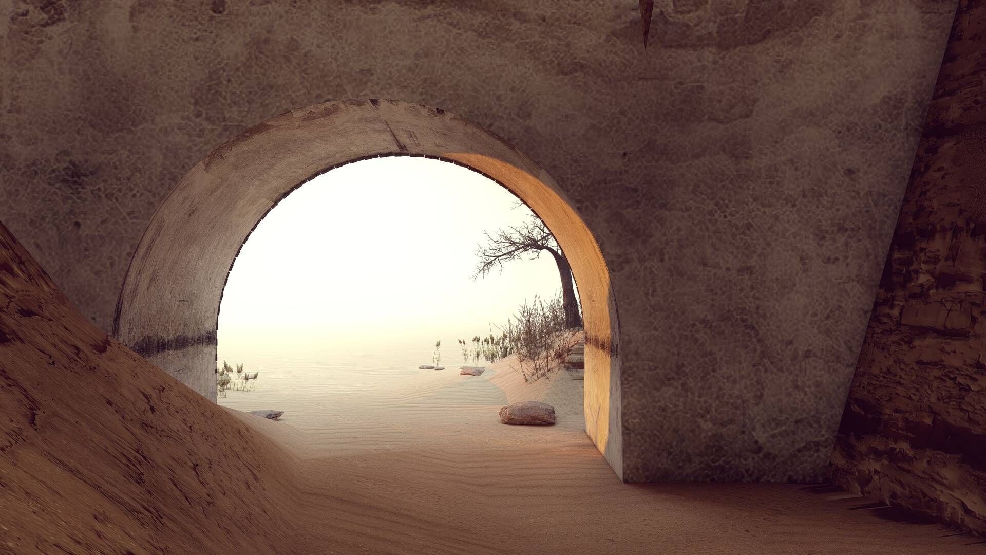 Railway Tunnel Entrance Low-poly 3D model_4