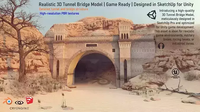 Railway Tunnel Entrance Low-poly 3D model Railway Tunnel Entrance Low-poly 3D model