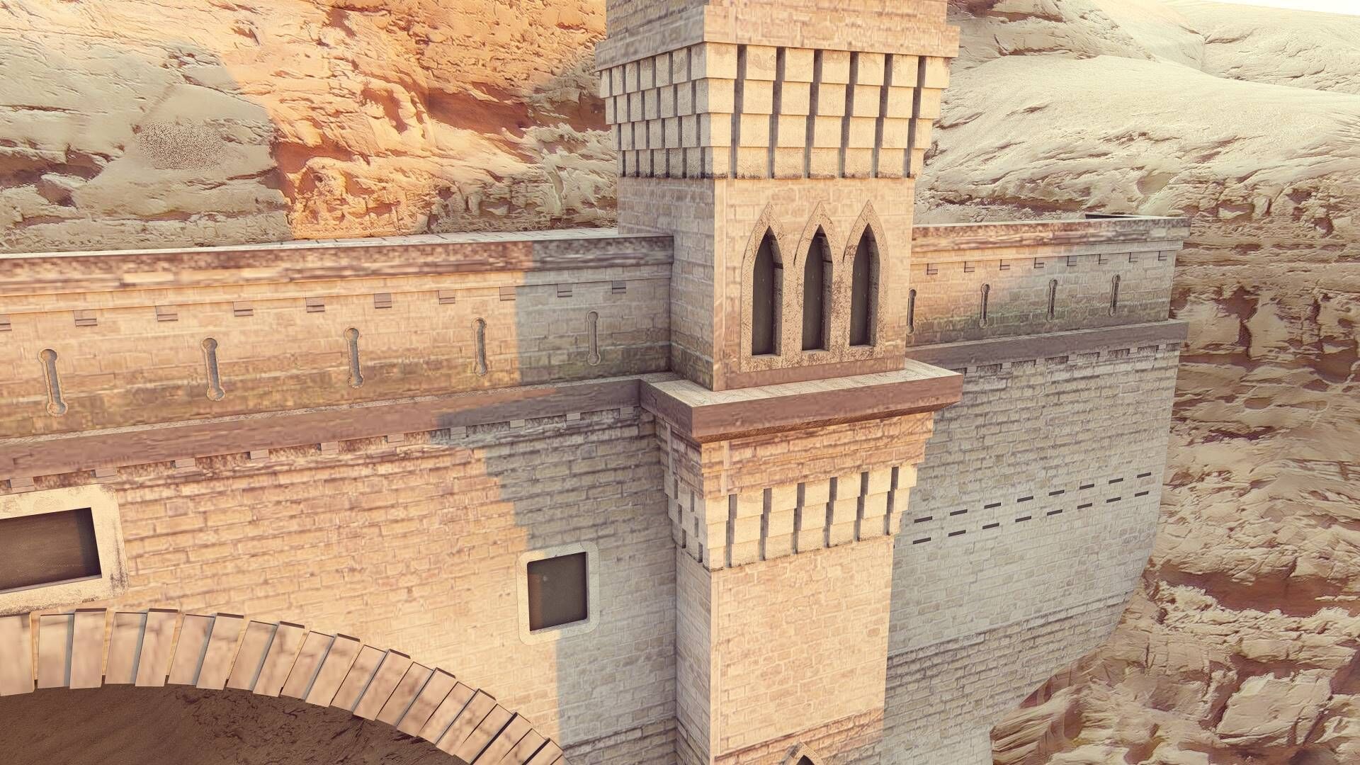 Railway Tunnel Entrance Low-poly 3D model_5