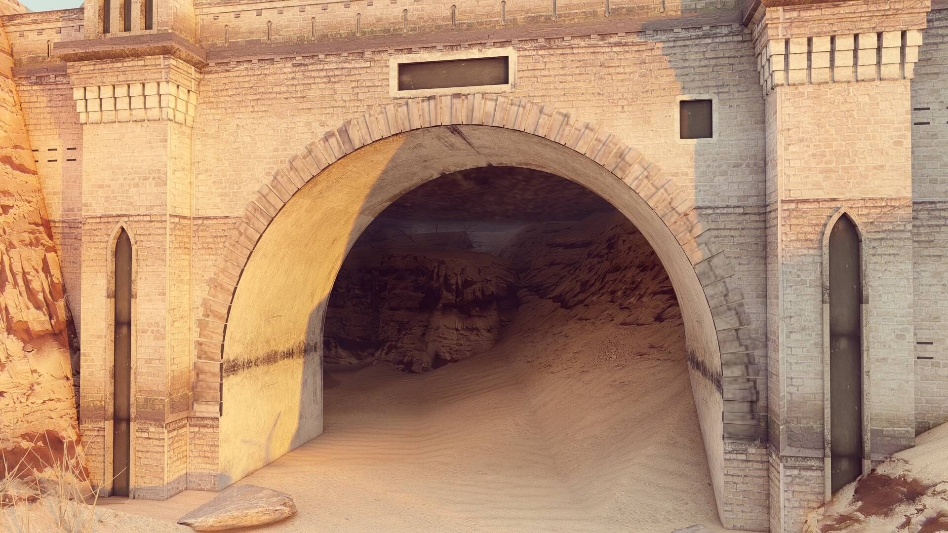 Railway Tunnel Entrance Low-poly 3D model_3