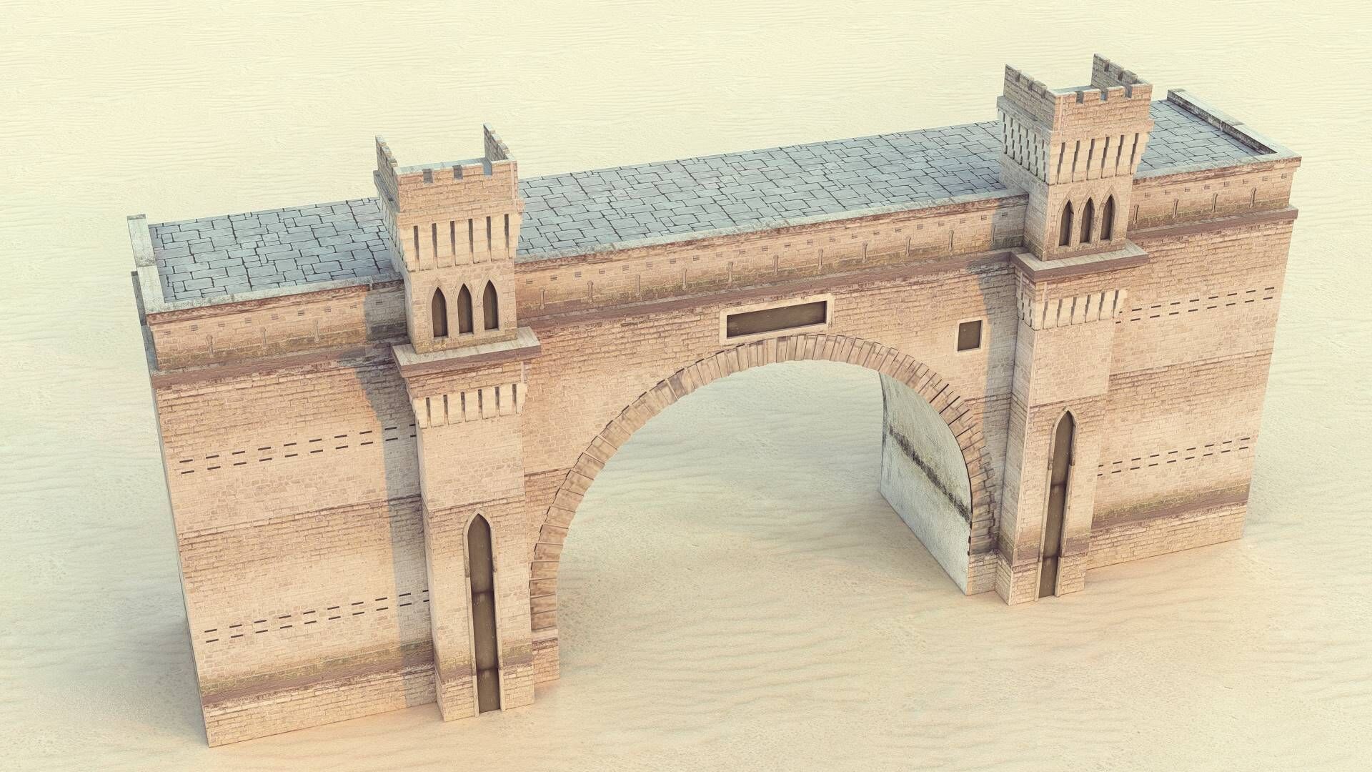 Railway Tunnel Entrance Low-poly 3D model_15