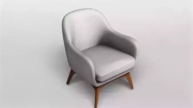 Modern Upholstered Armchair with Wooden Legs