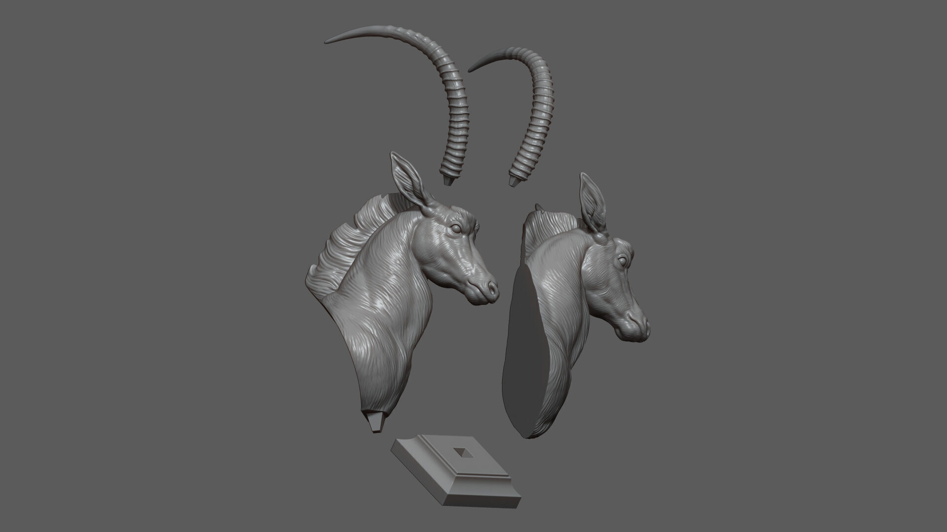 Sable Black Antelope Butting 3D print model_10