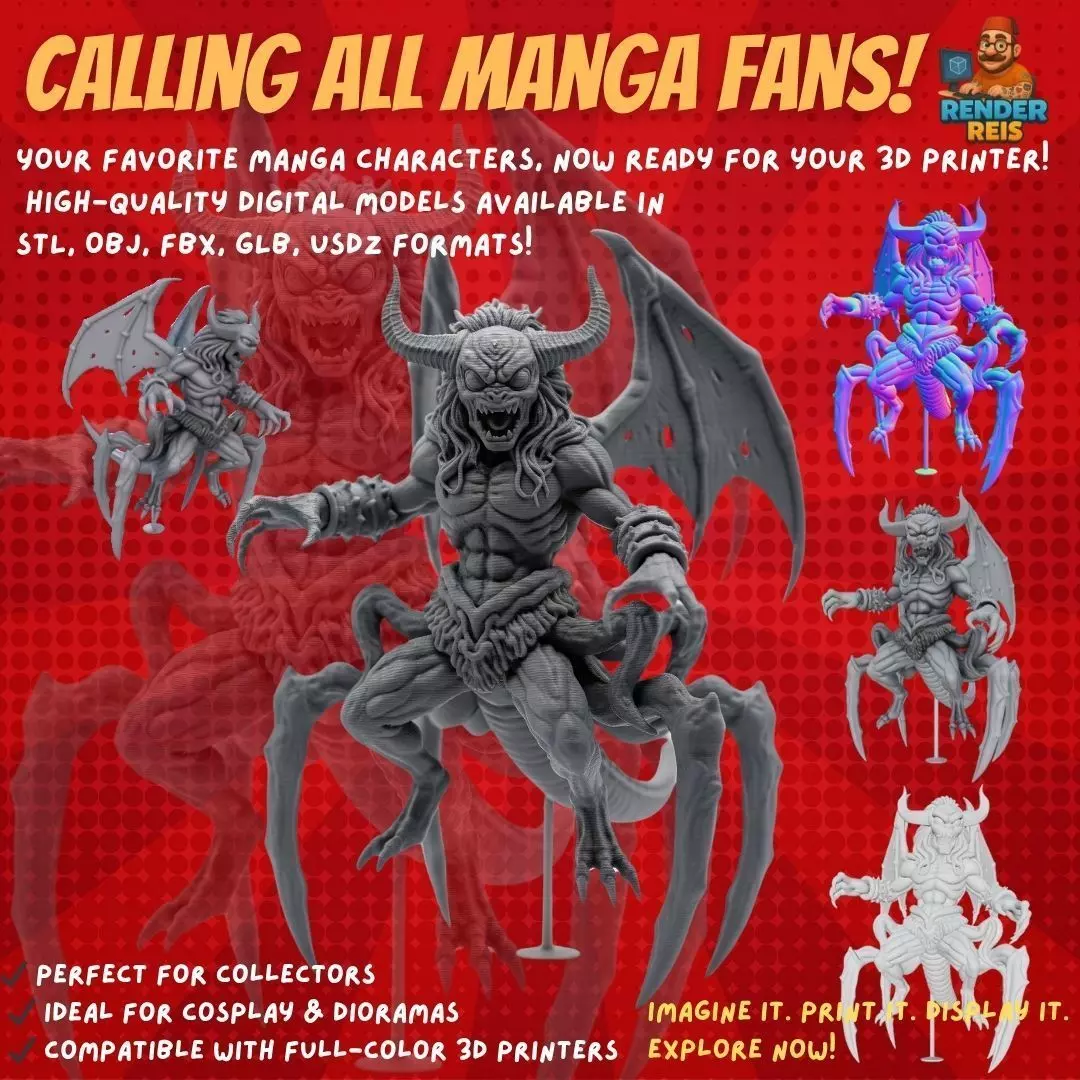 Eight Legged Terror Horrific Spider Demon 3D Print Model 3D model_0