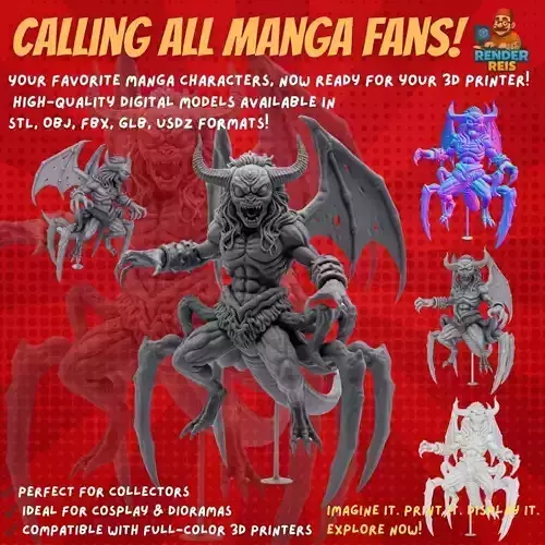Eight Legged Terror Horrific Spider Demon 3D Print Model 3D model
