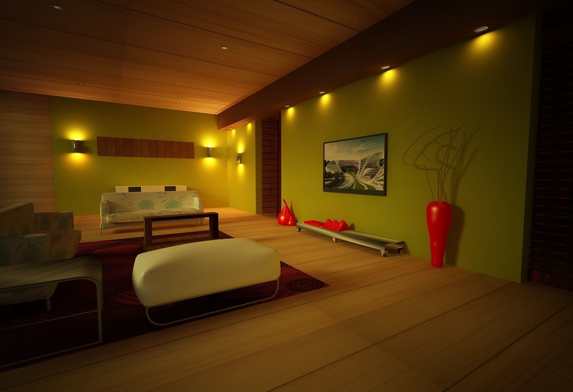 grand living room Free 3D model_0