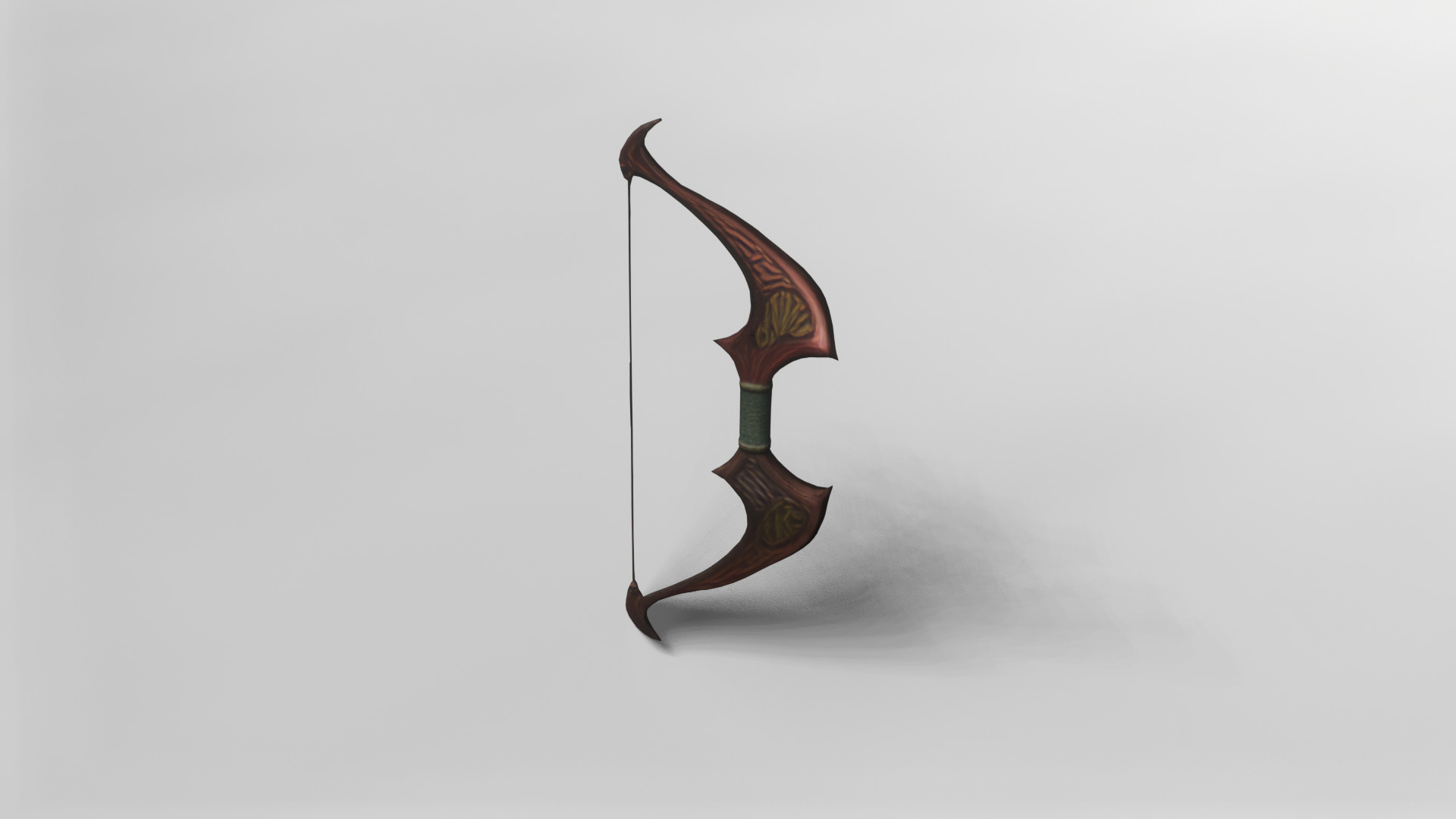 Ornate Wooden Bow with Intricate Carvings 3D model_4